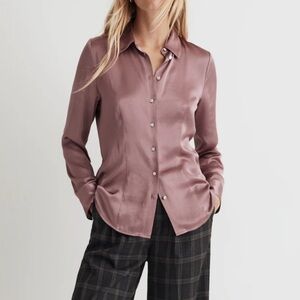 Madewell Darted Button-Up Shirt in Satin Woodrose pink size 00 NWT NN947